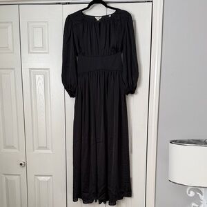 Lovely Max Studio Vintage-Inspired Black Long Sleeve Maxi Dress XS NWT
